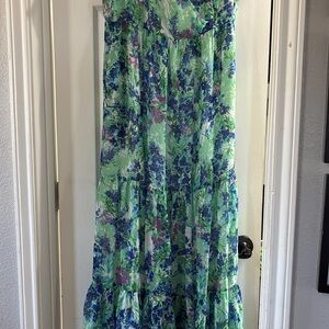 Floral Maxi Dress in Mint & Blue